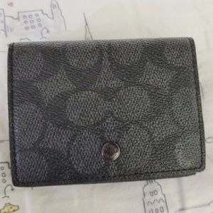 Coach Trifold Origami Coin Wallet Signature Canvas